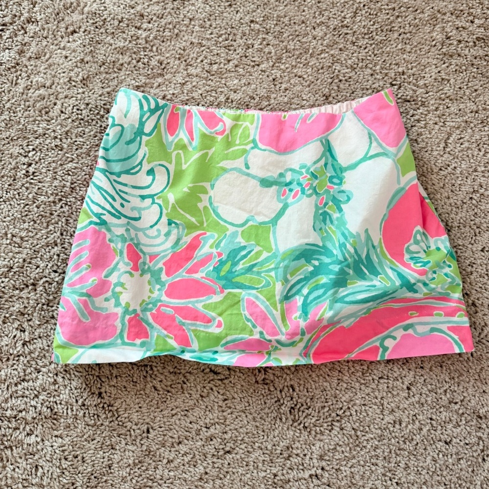 Lilly Pulitzer Kids Pink and Green Floral Mini Skort